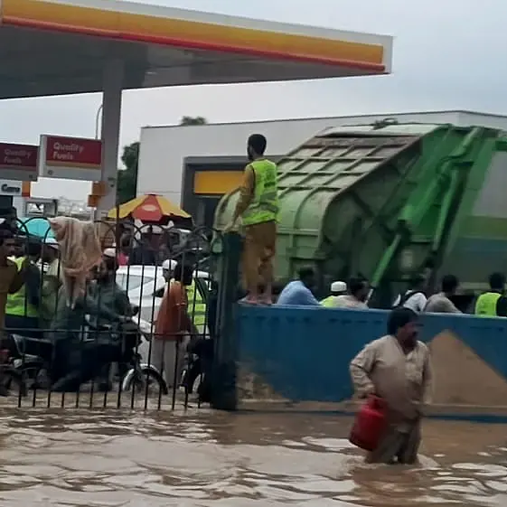 Relief Work in Flooded Streets